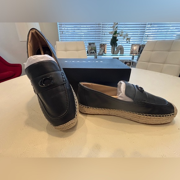 Coach Women's Camilla Espadrille Loafer Black Leather